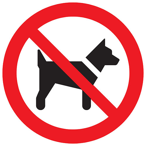 PICTOGRAMME INTERDIT AUX CHIENS Ø30CM